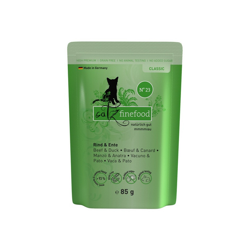 Catz Finefood Classic N.23 Wołowina i Kaczka saszetka 85g - All4Animals