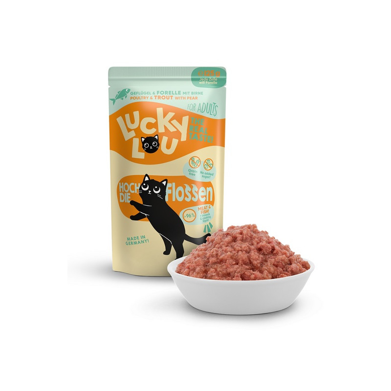 Lucky Lou Lifestage Adult Drób i pstrąg saszetka 125g - All4Animals