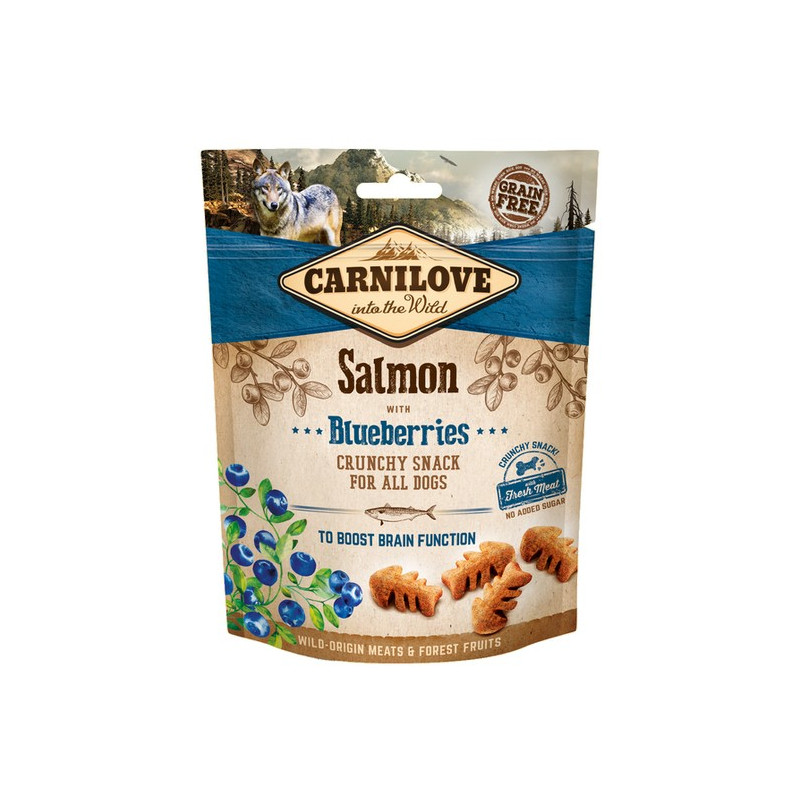 Carnilove Dog Snack Fresh Crunchy Salmon+Blueberries 200g - All4Animals Carnilove Dog Snack Fresh Crunchy Salmon+Blueberries 200g - All4Animals