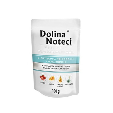 Dolina Noteci Premium Pies Cielęcina, pomidory i makaron saszetka 100g - All4Animals