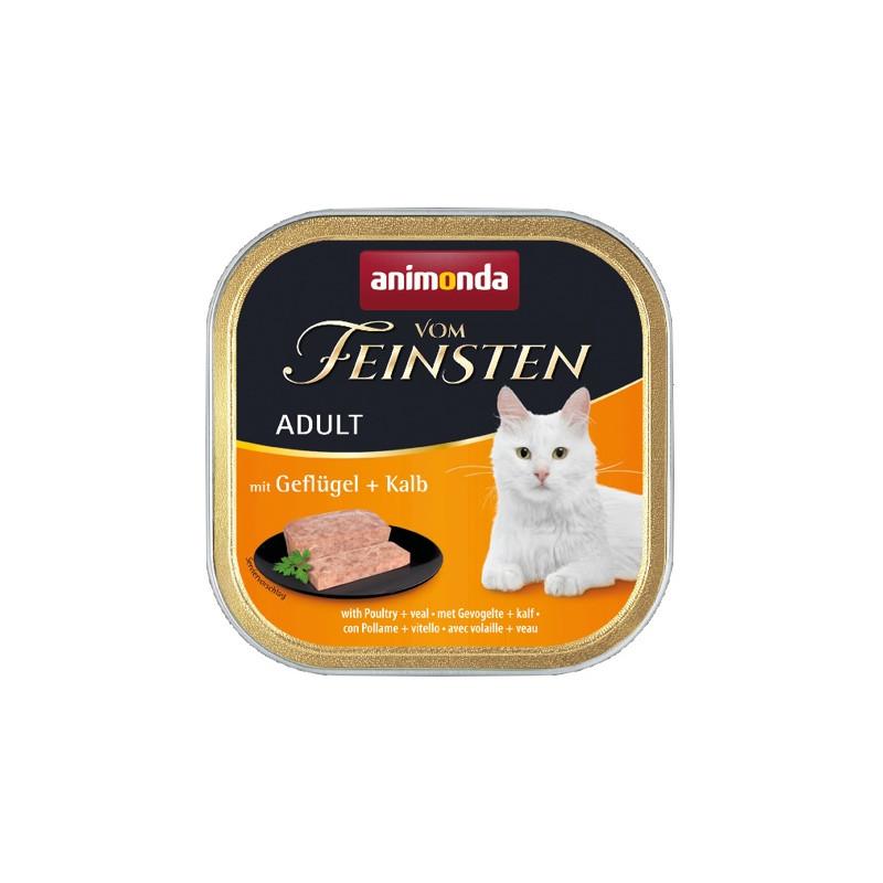 Animonda vom Feinsten Cat Adult z Drobiem i Cielęciną tacka 100g - All4Animals