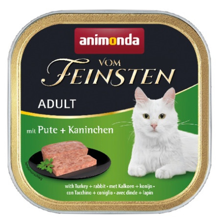 Animonda vom Feinsten Cat Adult z Indykiem i Królikiem tacka 100g - All4Animals