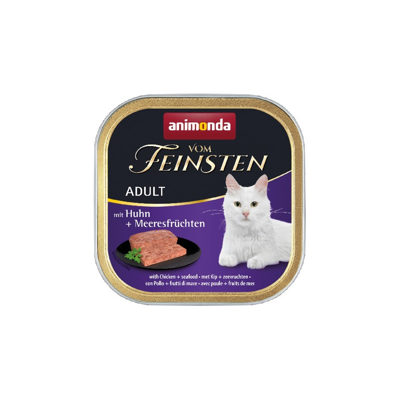 Animonda vom Feinsten Cat Adult z Kurczakiem i Owocami Morza tacka 100g - All4Animals