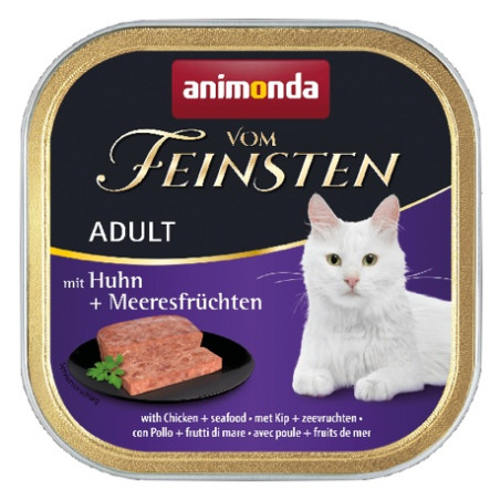 Animonda vom Feinsten Cat Adult z Kurczakiem i Owocami Morza tacka 100g - All4Animals