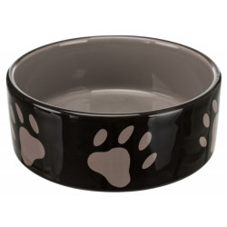 Trixie Miska ceramiczna czarna w szare łapki 0,3L/12cm [TX-24531] - All4Animals
