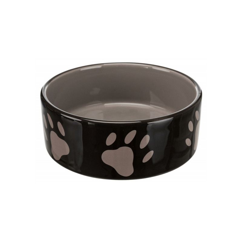 Trixie Miska ceramiczna czarna w szare łapki 0,3L/12cm [TX-24531] - All4Animals
