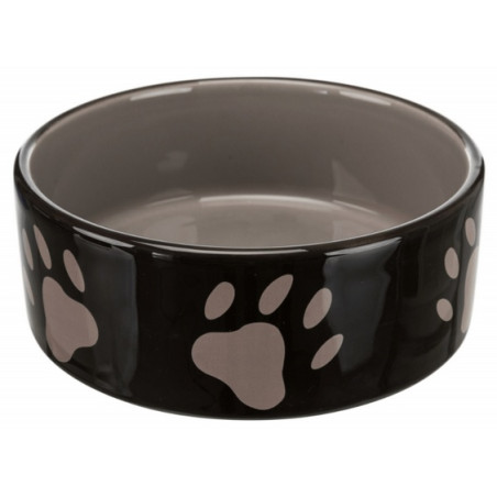 Trixie Miska ceramiczna czarna w szare łapki 0,3L/12cm [TX-24531] - All4Animals