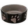 Trixie Miska ceramiczna czarna w szare łapki 0,3L/12cm [TX-24531] - All4Animals