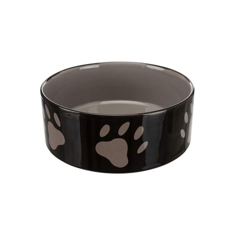 Trixie Miska ceramiczna czarna w szare łapki 1,4L/20cm [TX-24533] - All4Animals