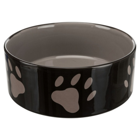 Trixie Miska ceramiczna czarna w szare łapki 1,4L/20cm [TX-24533] - All4Animals