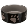 Trixie Miska ceramiczna czarna w szare łapki 1,4L/20cm [TX-24533] - All4Animals