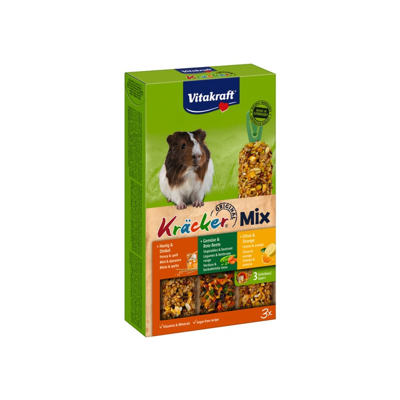 Vitakraft Kracker 3szt Świnka morska Mix - Miód/Warzywa/Cytryna 168g [25226] - All4Animals
