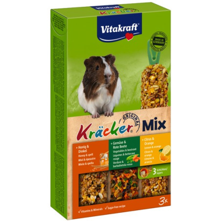 Vitakraft Kracker 3szt Świnka morska Mix - Miód/Warzywa/Cytryna 168g [25226] - All4Animals