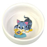 Trixie Miska ceramiczna biała z kotkiem 0,3L/11cm [4009] - All4Animals