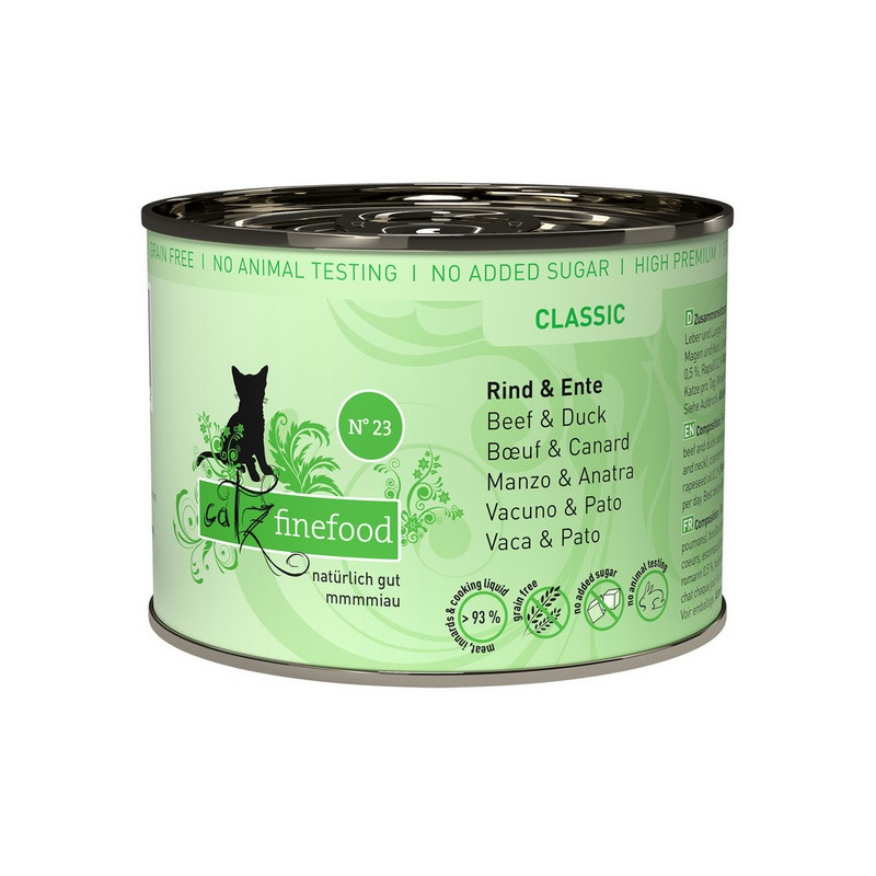 Catz Finefood Classic N.23 Wołowina i Kaczka puszka 200g - All4Animals Catz Finefood Classic N.23 Wołowina i Kaczka puszka 200g - All4Animals