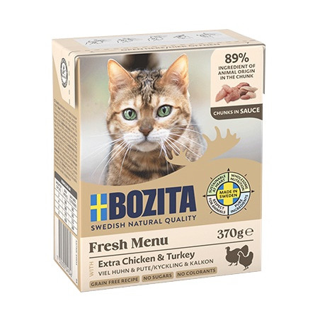 Bozita z Kurczakiem i indykiem - kawałki w sosie kartonik 370g - All4Animals