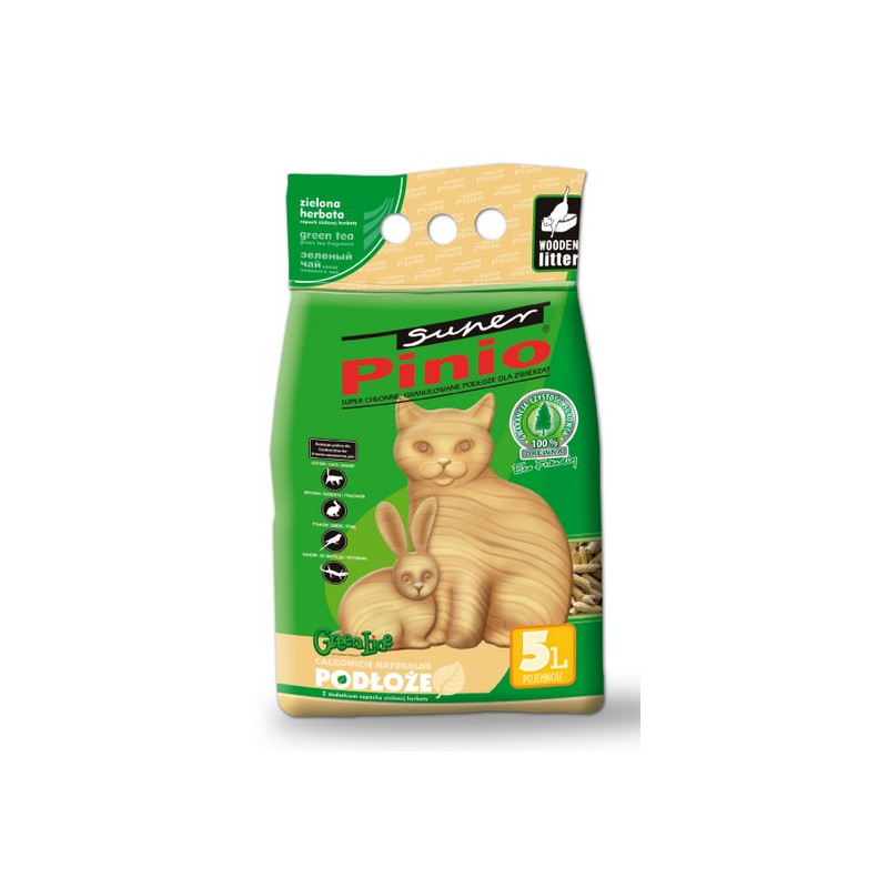 Super Pinio Zielona Herbata żwirek drewniany 5L - All4Animals