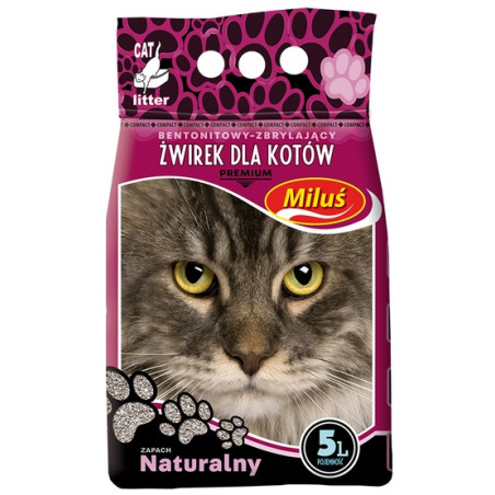 Miluś Premium żwir zbrylający bentonitowy 5L - All4Animals