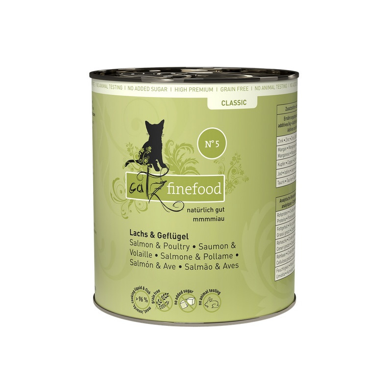 Catz Finefood Classic N.05 Łosoś i drób puszka 800g - All4Animals