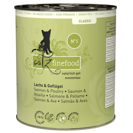 Catz Finefood Classic N.05 Łosoś i drób puszka 800g - All4Animals