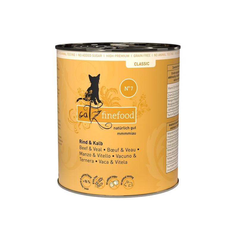 Catz Finefood Classic N.07 Wołowina i cielęcina puszka 800g - All4Animals