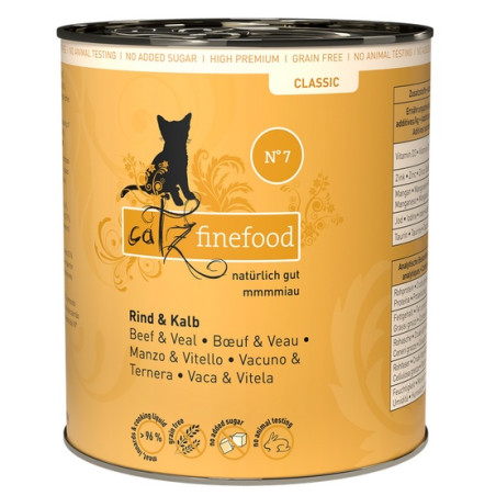 Catz Finefood Classic N.07 Wołowina i cielęcina puszka 800g - All4Animals
