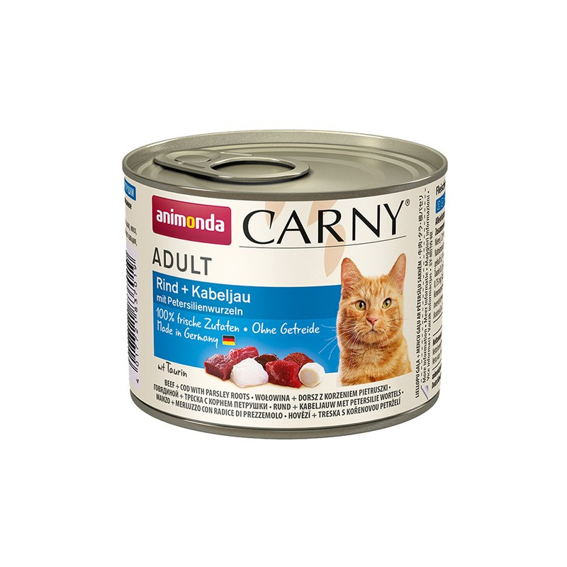 Animonda Carny Adult Wołowina, Dorsz + Korzeń pietruszki puszka 200g - All4Animals