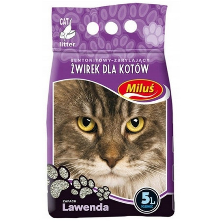 Miluś Lawenda żwir zbrylający bentonitowy 5L - All4Animals