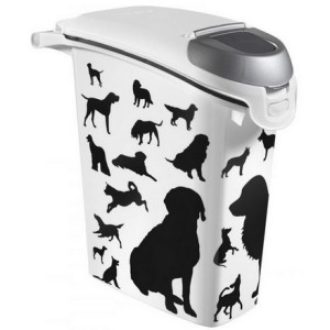 Curver Pet Life Pojemnik na psią karmę - białoczarny z psami 10kg - All4Animals