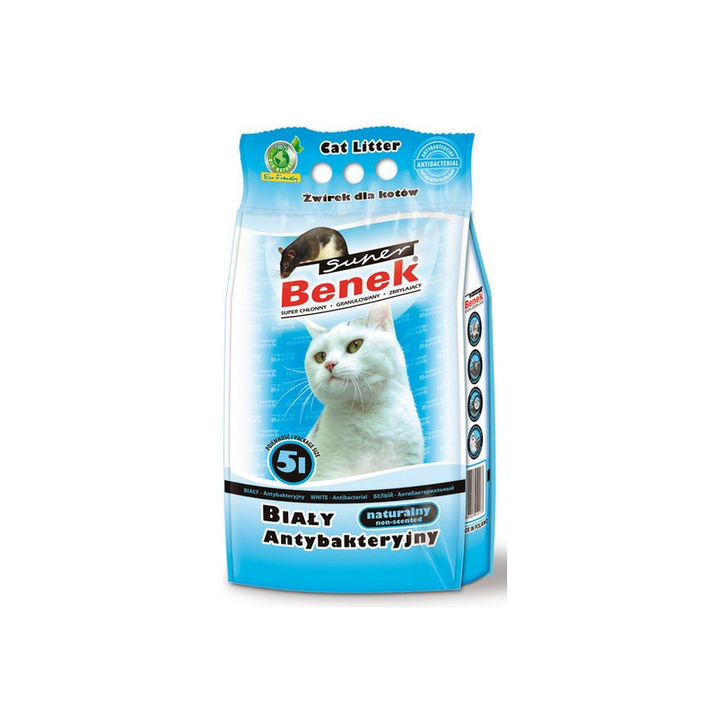Super Benek Żwir biały antybakteryjny 5L - All4Animals