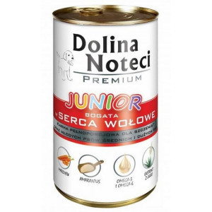 Dolina Noteci Premium Pies Junior Serca wołowe puszka 400g - All4Animals