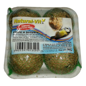 Natural-Vit Kule dla dzikich ptaków tacka 4szt 360g - All4Animals