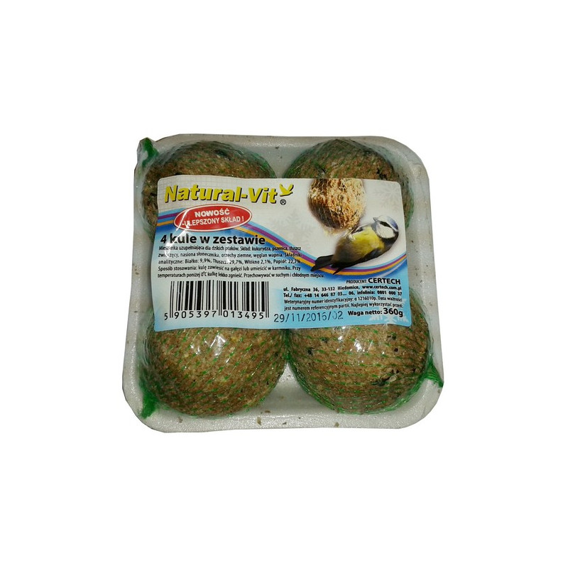 Natural-Vit Kule dla dzikich ptaków tacka 4szt 360g - All4Animals Natural-Vit Kule dla dzikich ptaków tacka 4szt 360g - All4Animals