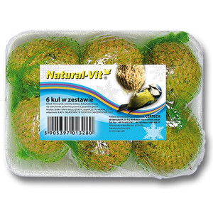 Natural-Vit Kule dla dzikich ptaków tacka 6szt 540g - All4Animals