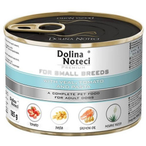 Dolina Noteci Premium Pies Mały Cielę, pomidor i makaron puszka 185g - All4Animals
