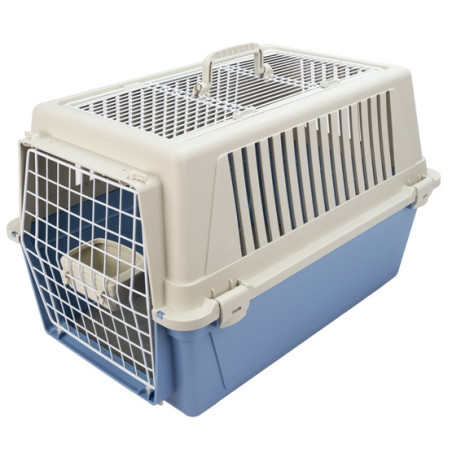 Ferplast Atlas 30 Open - transporter z otwieranym sufitem beżowo-niebieski [73017099] - All4Animals