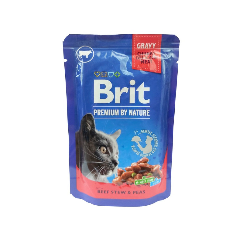 Brit Premium Cat Adult Wołowina + Groszek saszetka 100g - All4Animals