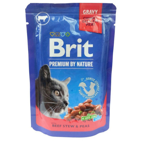 Brit Premium Cat Adult Wołowina + Groszek saszetka 100g - All4Animals