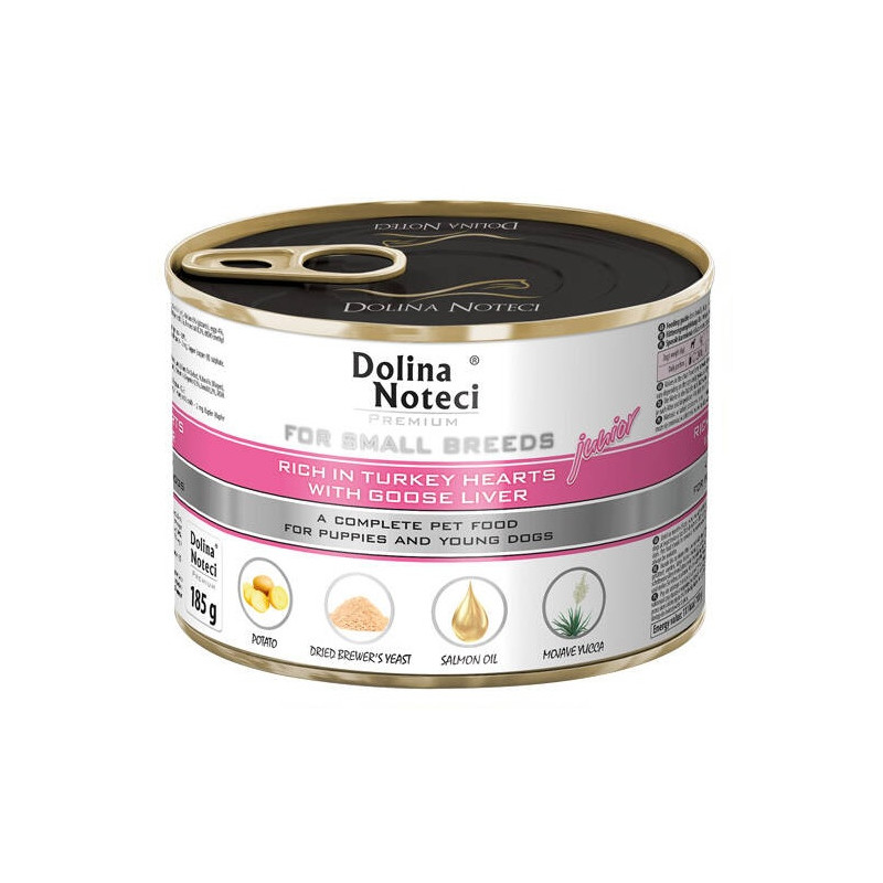 Dolina Noteci Premium Pies Mały Junior serca indyka i wątróbka z gęsi 185g - All4Animals