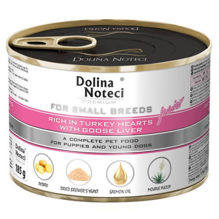 Dolina Noteci Premium Pies Mały Junior serca indyka i wątróbka z gęsi 185g - All4Animals