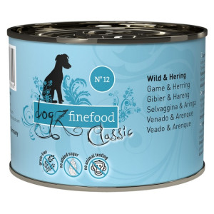 Dogz Finefood Classic N.12 Dziczyzna i śledź puszka 200g - All4Animals