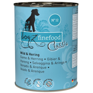 Dogz Finefood Classic N.12 Dziczyzna i śledź puszka 400g - All4Animals