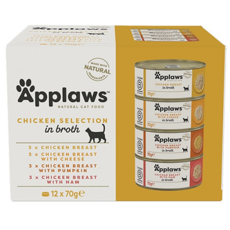 Applaws puszki dla kota Multipack Chicken 12x70g - All4Animals