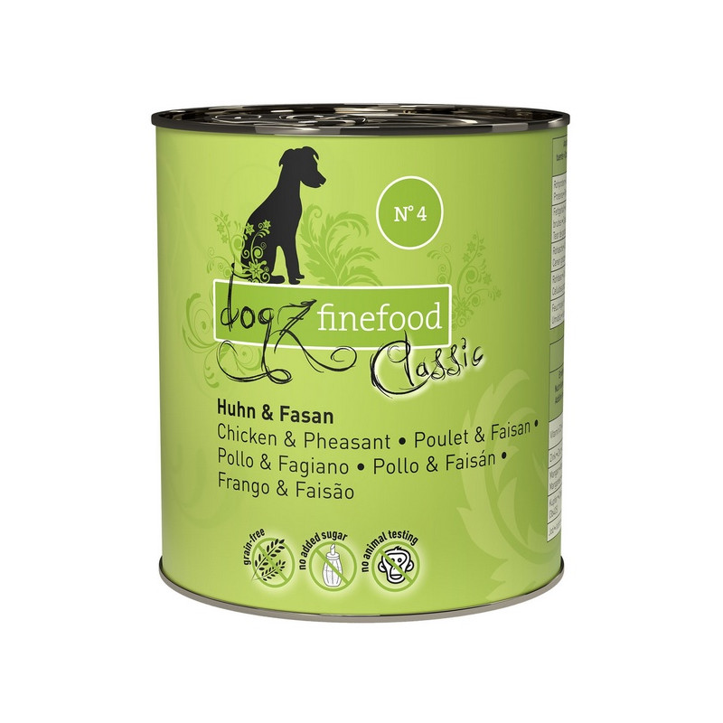 Dogz Finefood Classic N.04 Kurczak i bażant puszka 800g - All4Animals
