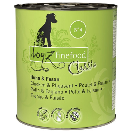 Dogz Finefood Classic N.04 Kurczak i bażant puszka 800g - All4Animals