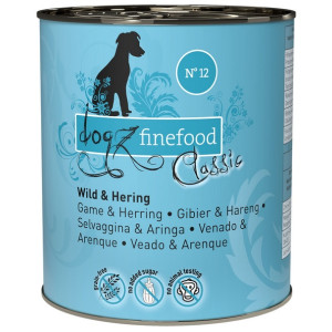 Dogz Finefood Classic N.12 Dziczyzna i śledź puszka 800g - All4Animals