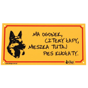 Dingo Tabliczka ostrzegawcza "Ma ogonek, cztery łapy, mieszka tutaj pies kudłaty" - All4Animals
