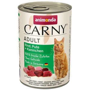Animonda Carny Adult Wołowina, Indyk + Królik puszka 400g - All4Animals