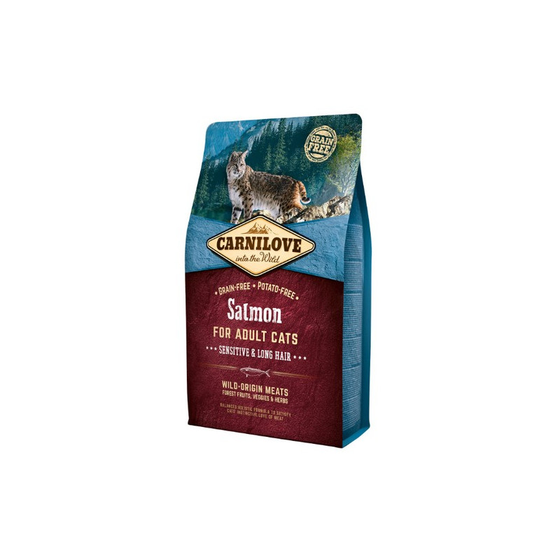 Carnilove Cat Salmon Sensitive & Long Hair - łosoś 2kg - All4Animals