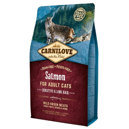 Carnilove Cat Salmon Sensitive & Long Hair - łosoś 2kg - All4Animals